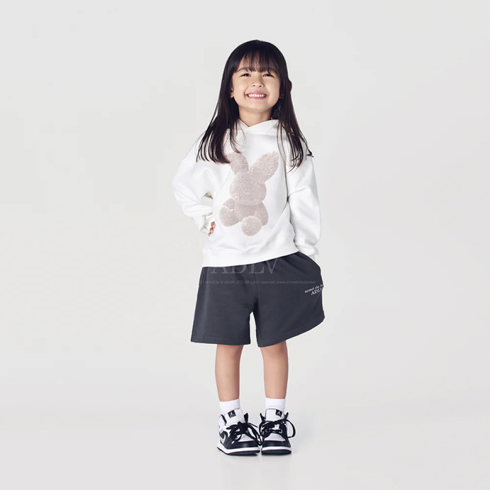 KIDS FUZZY RABBIT HOODIE CREAM - Image 3