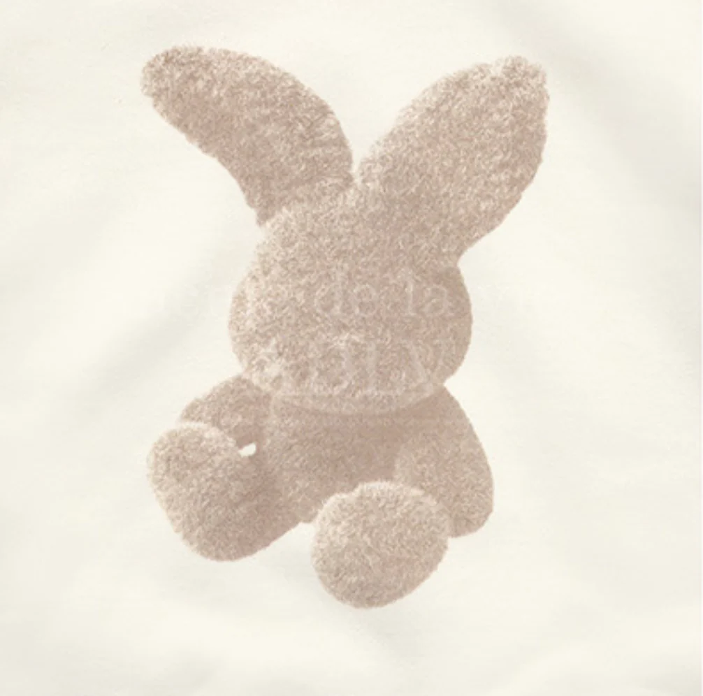 KIDS FUZZY RABBIT HOODIE CREAM - Image 5