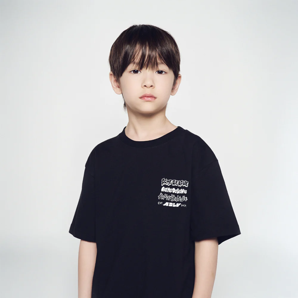 KIDS MIX TYPE GRAPHICS SHORT SLEEVE T-SHIRT BLACK - Image 3
