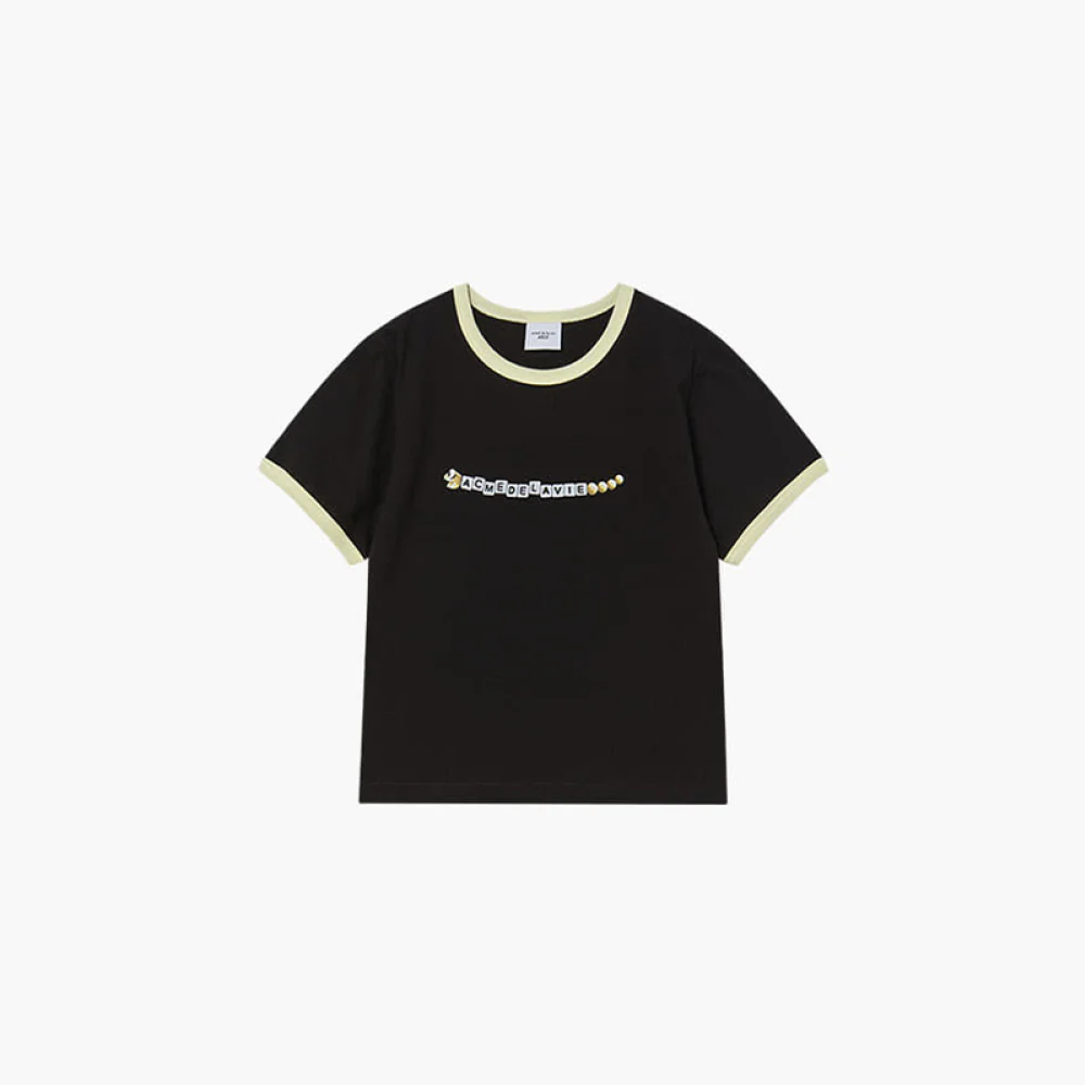 KIDS SNAKE INITIAL RINGER SHORT SLEEVE T-SHIRT BLACK