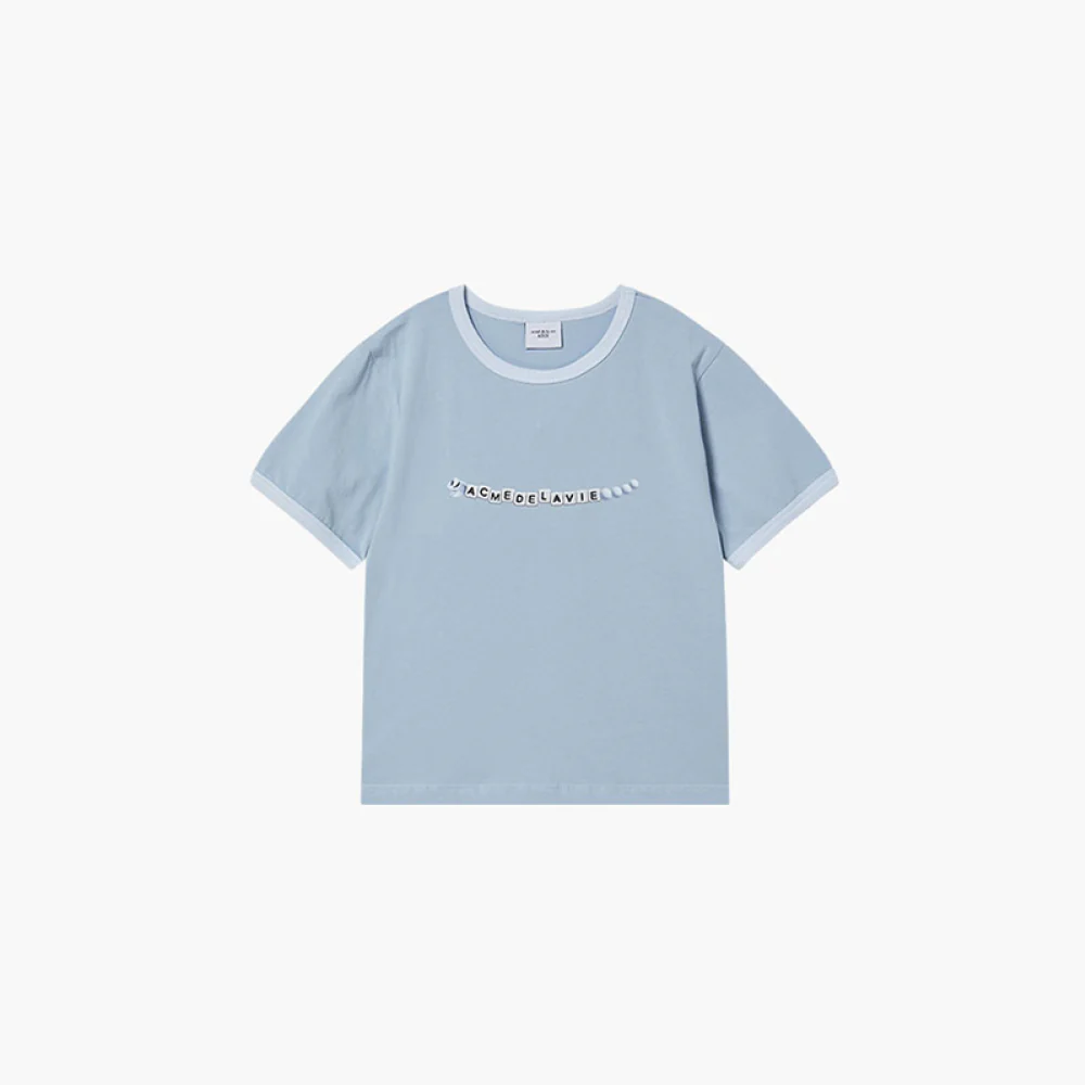 KIDS SNAKE INITIAL RINGER SHORT SLEEVE T-SHIRT SKY BLUE