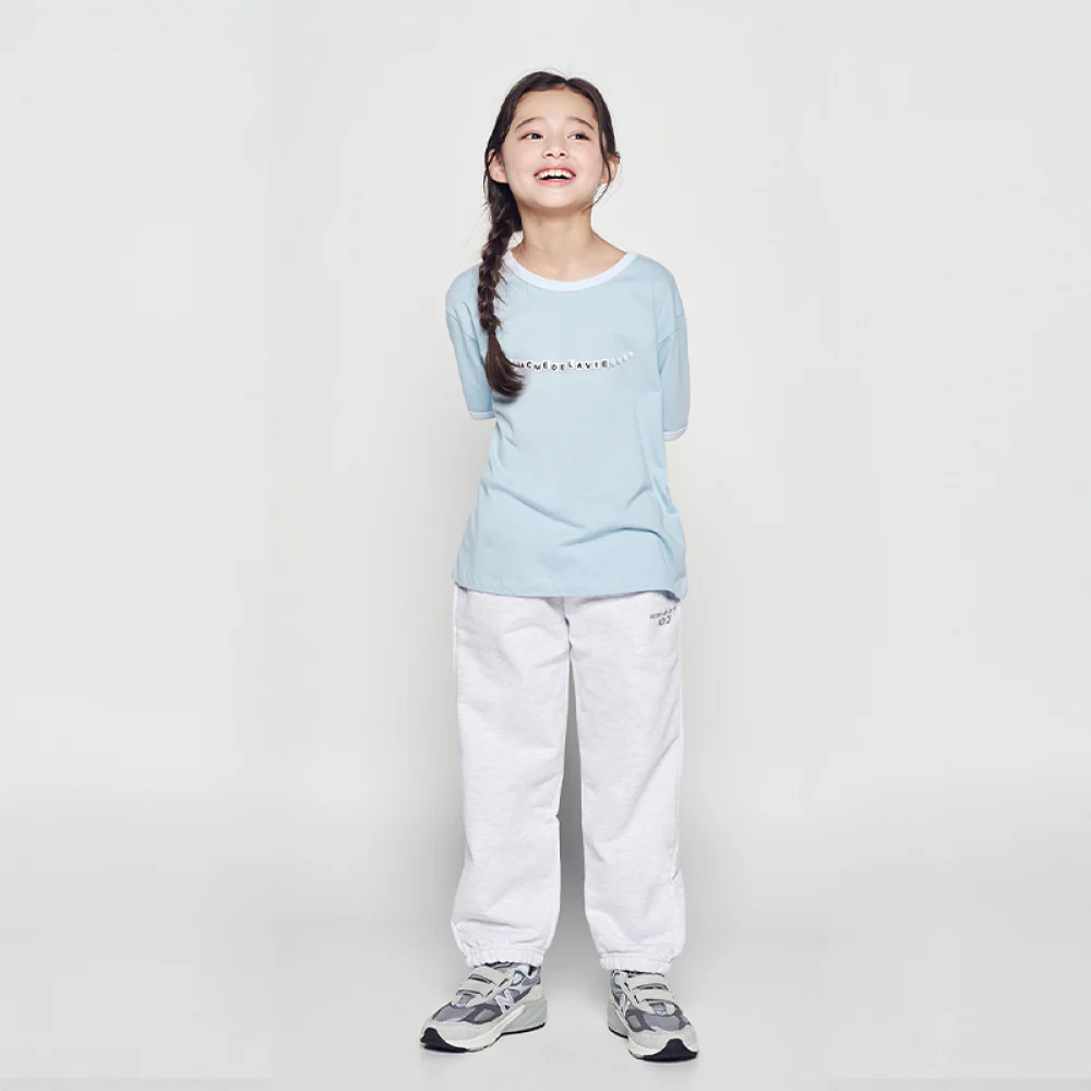KIDS SNAKE INITIAL RINGER SHORT SLEEVE T-SHIRT SKY BLUE - Image 4