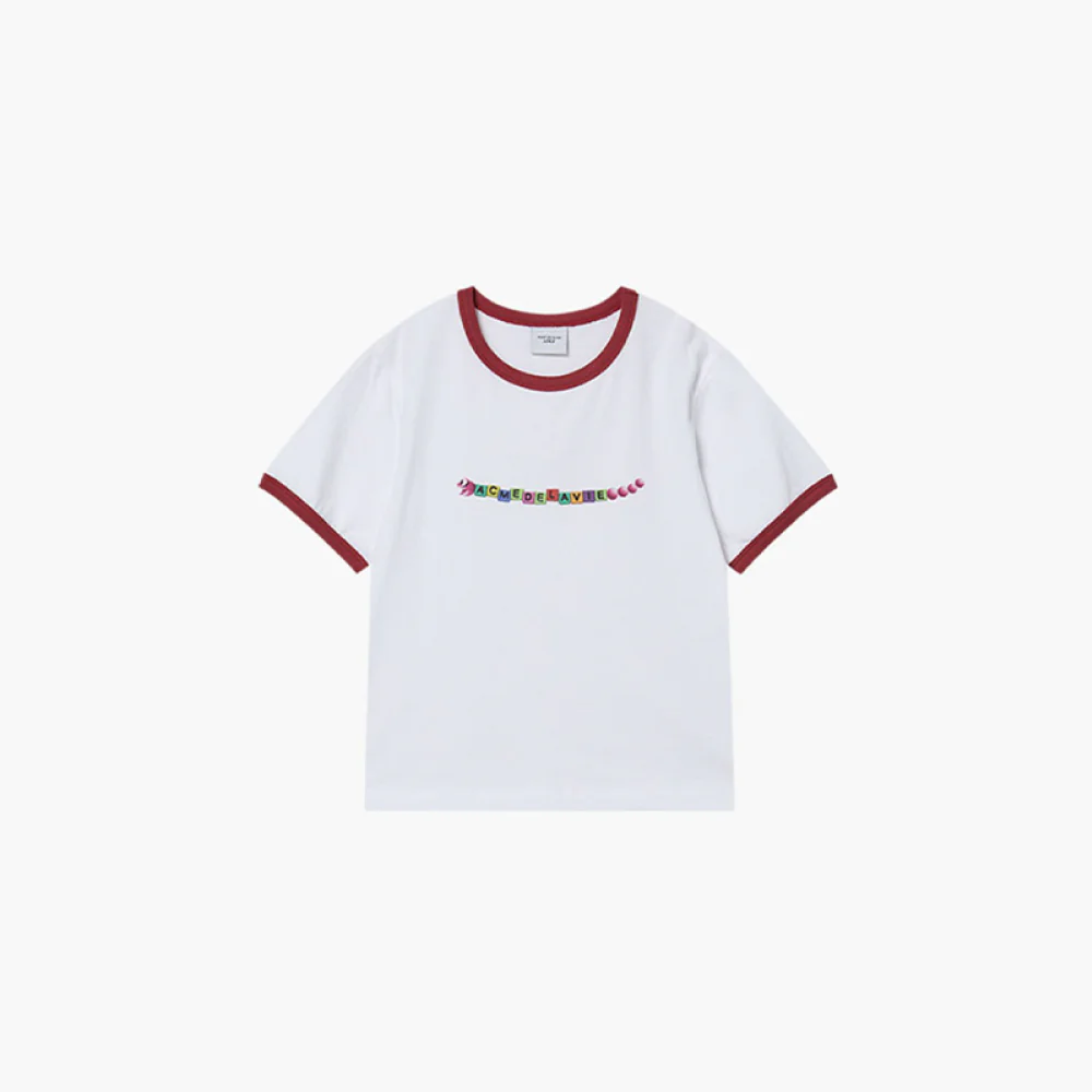 KIDS SNAKE INITIAL RINGER SHORT SLEEVE T-SHIRT WHITE