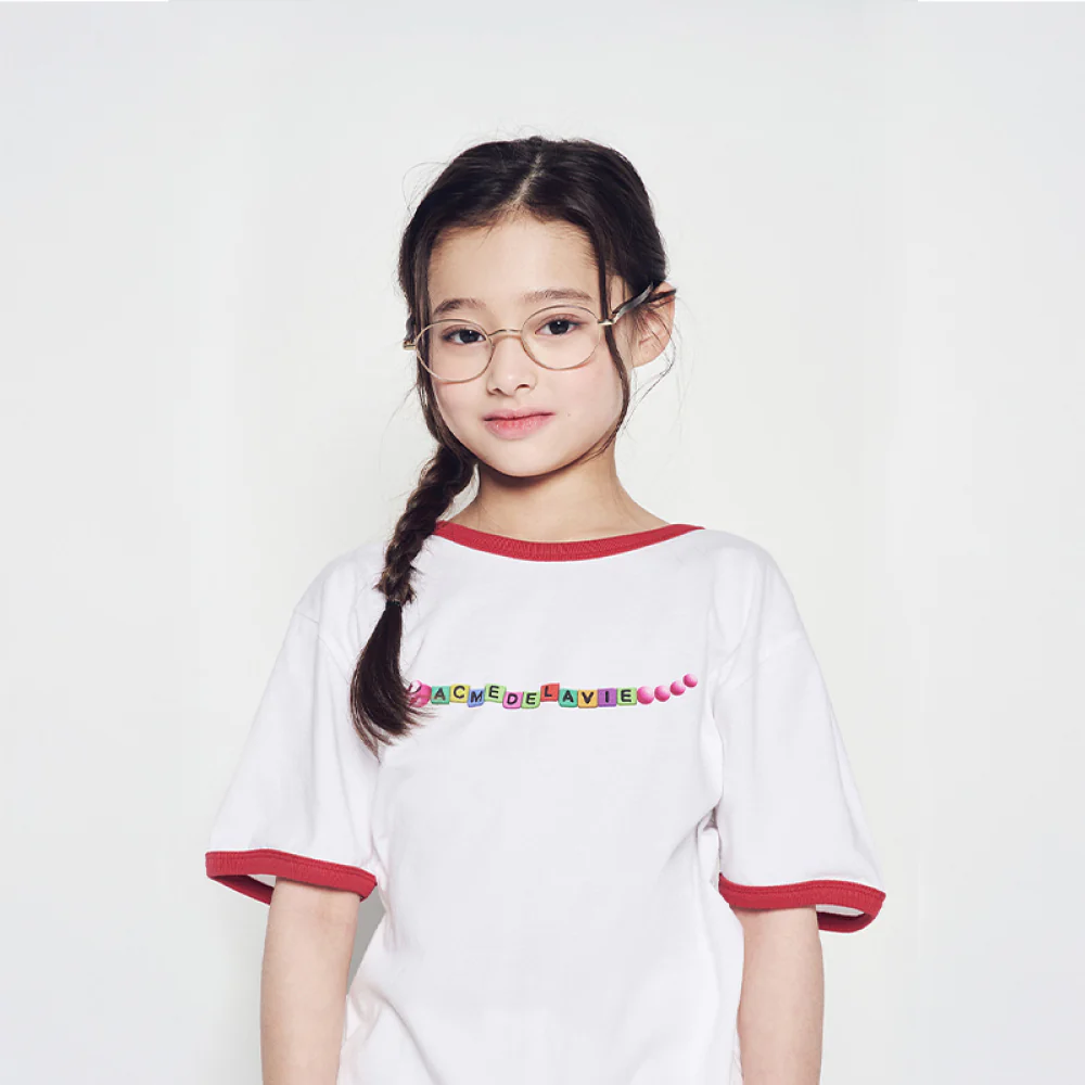 KIDS SNAKE INITIAL RINGER SHORT SLEEVE T-SHIRT WHITE - Image 3