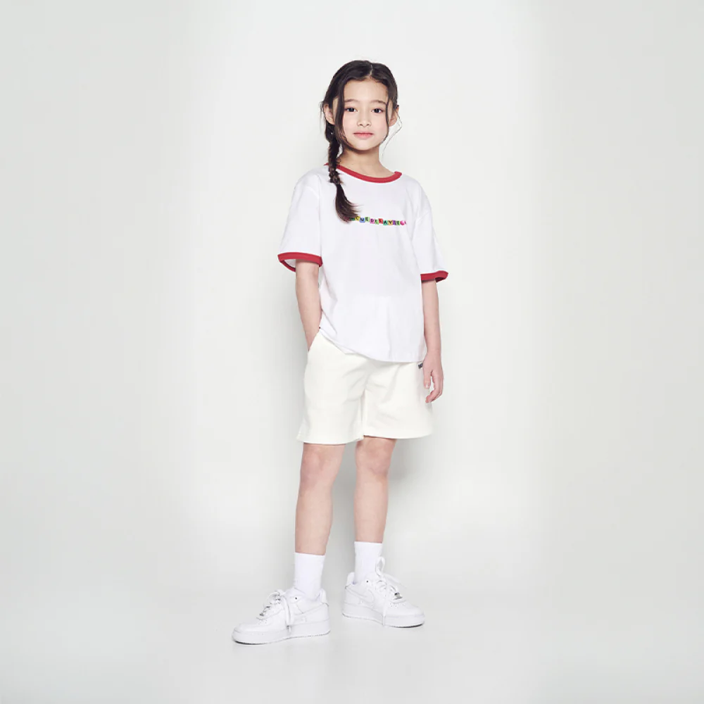 KIDS SNAKE INITIAL RINGER SHORT SLEEVE T-SHIRT WHITE - Image 4