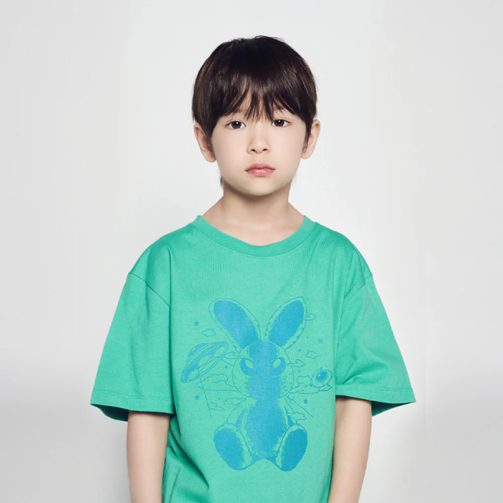 KIDS SOLO RABBIT ALIEN SHORT SLEEVE T-SHIRT LIGHT GREEN - Image 4