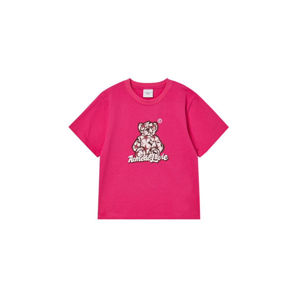 KIDS STAR BEAR SHORT SLEEVE T-SHIRT HOT PINK