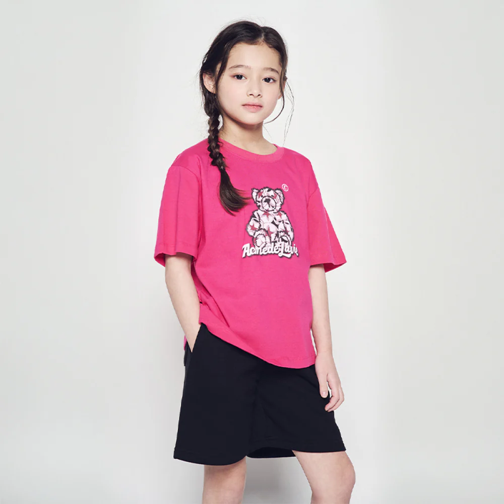 KIDS STAR BEAR SHORT SLEEVE T-SHIRT HOT PINK - Image 4