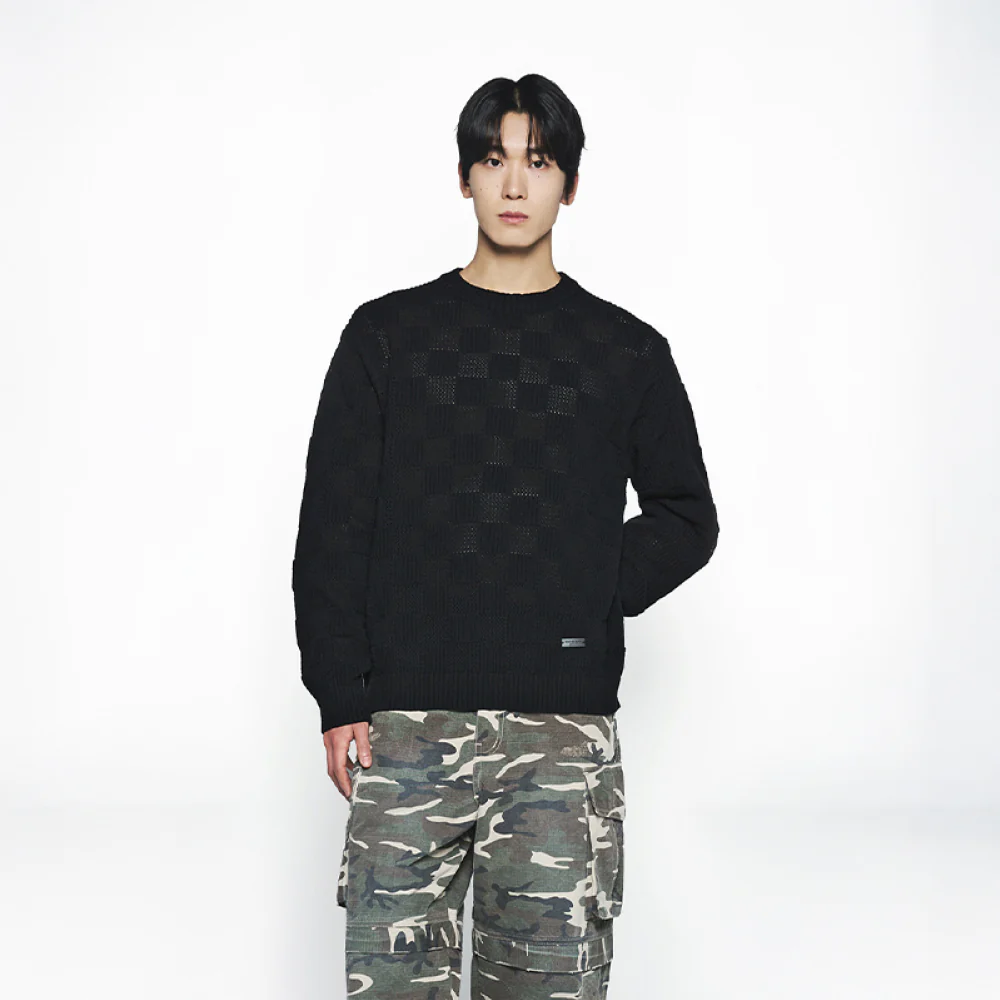 LEATHER WAPPEN OVERSIZE KNIT BLACK - Image 4