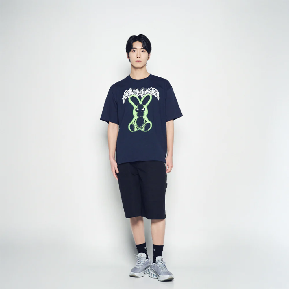 NEON ALIEN RABBIT SHORT SLEEVE T-SHIRT DARK NAVY - Image 4