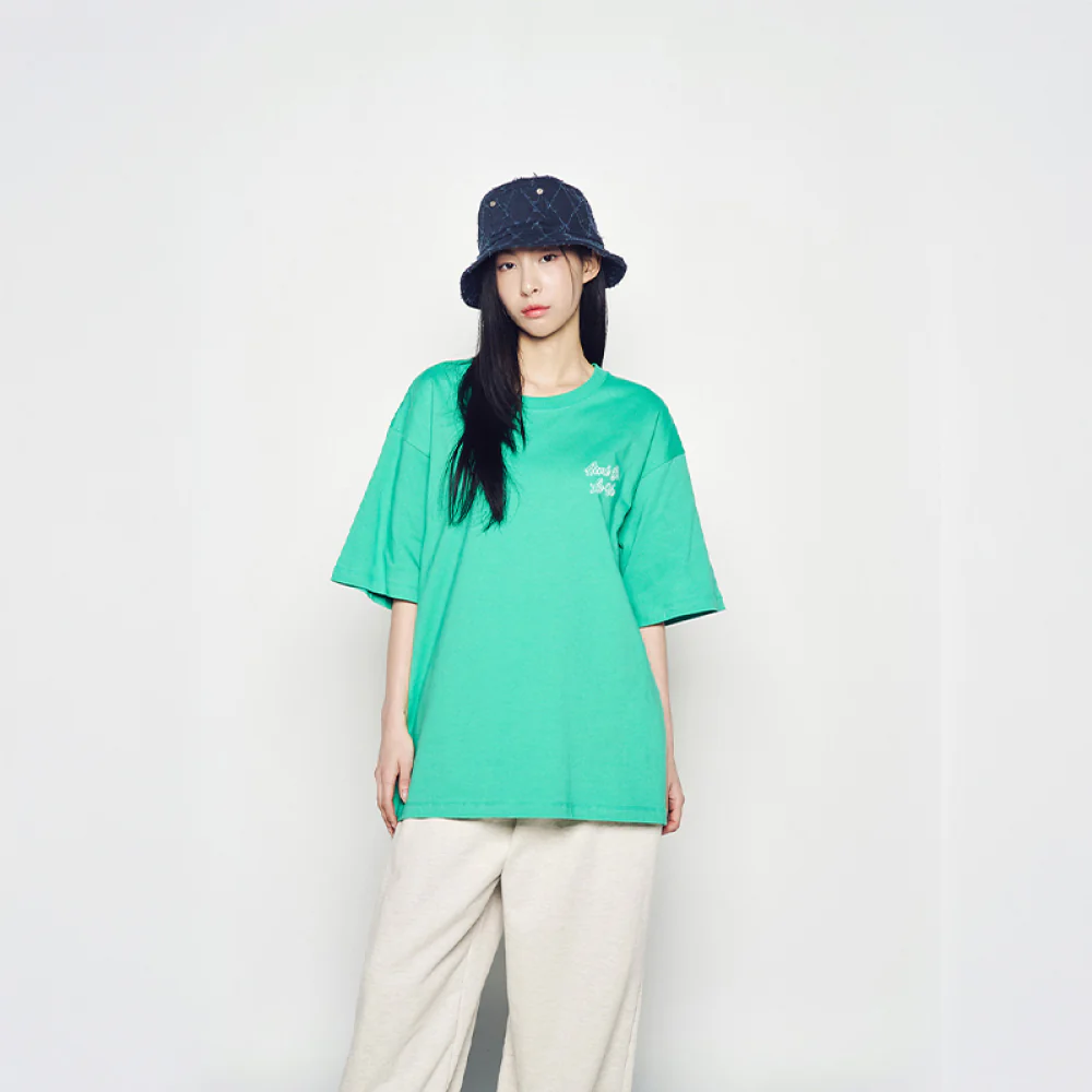 OUTLINE SCRIPT LOGO SHORT SLEEVE T-SHIRT PASTEL GREEN - Image 3