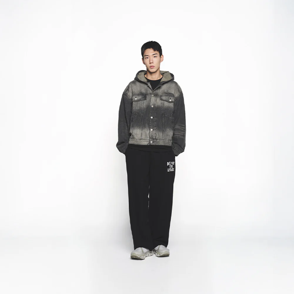 OVERSIZE DENIM HOODIE TRACKER BLACK - Image 3