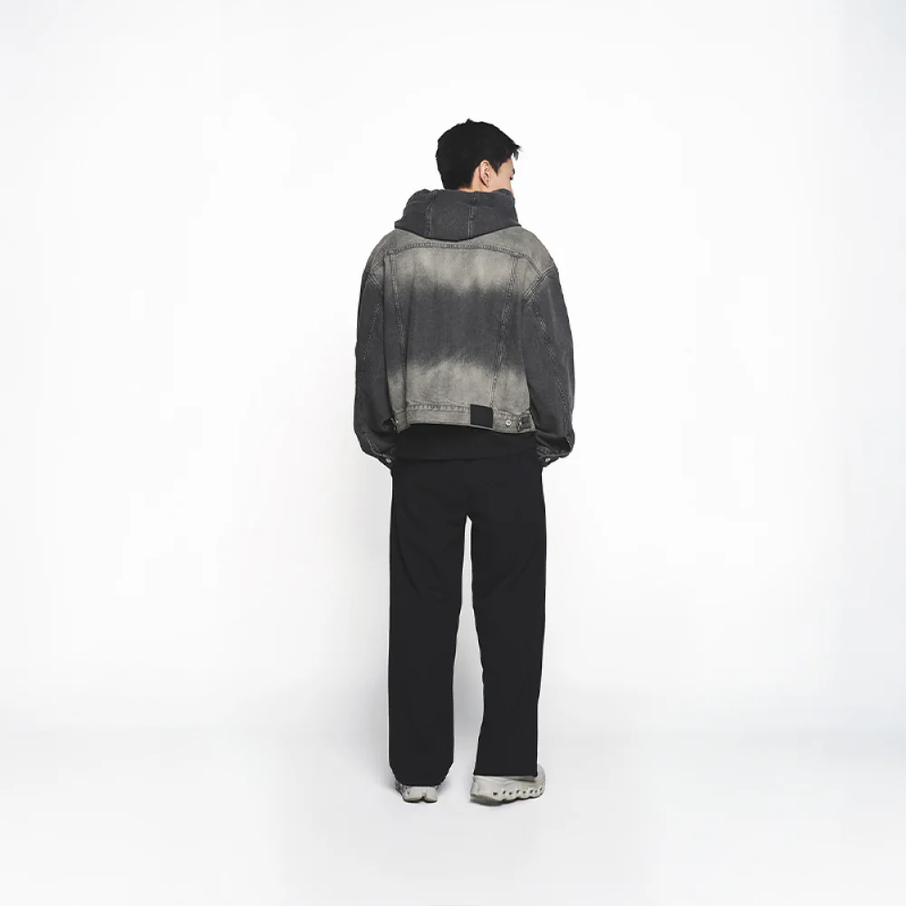 OVERSIZE DENIM HOODIE TRACKER BLACK - Image 4