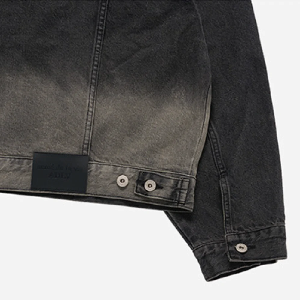 OVERSIZE DENIM HOODIE TRACKER BLACK - Image 6