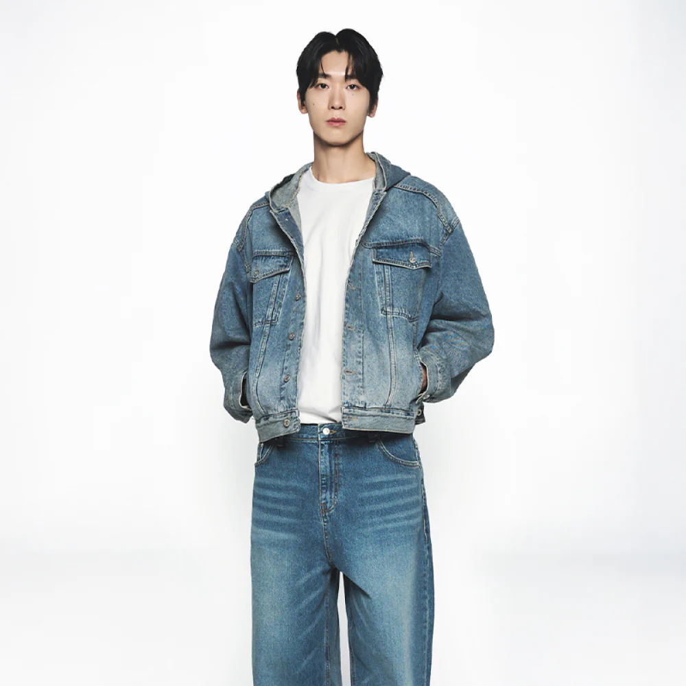 OVERSIZE DENIM HOODIE TRACKER JACKET BLU - Image 4