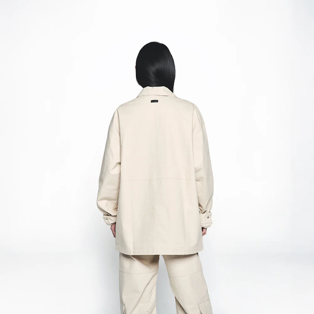 OVERSIZE FOUR POCKET WORK JACKET BEIGE - Image 4