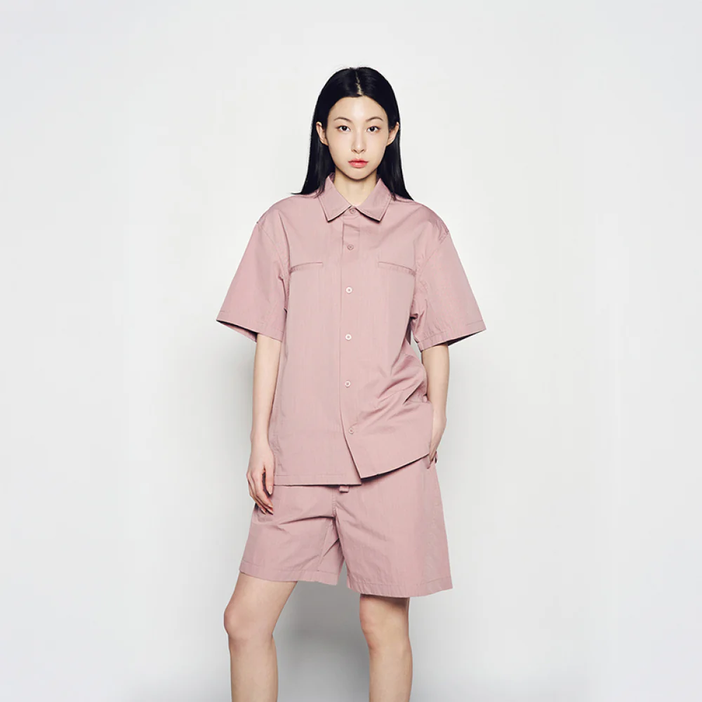 OVERSIZE RIPSTOP SHORT SLEEVE SHIRTS DARK PINK - Image 4