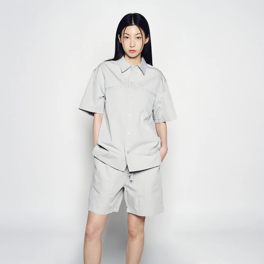OVERSIZE RIPSTOP SHORT SLEEVE SHIRTS LIGHT GREY - Image 3