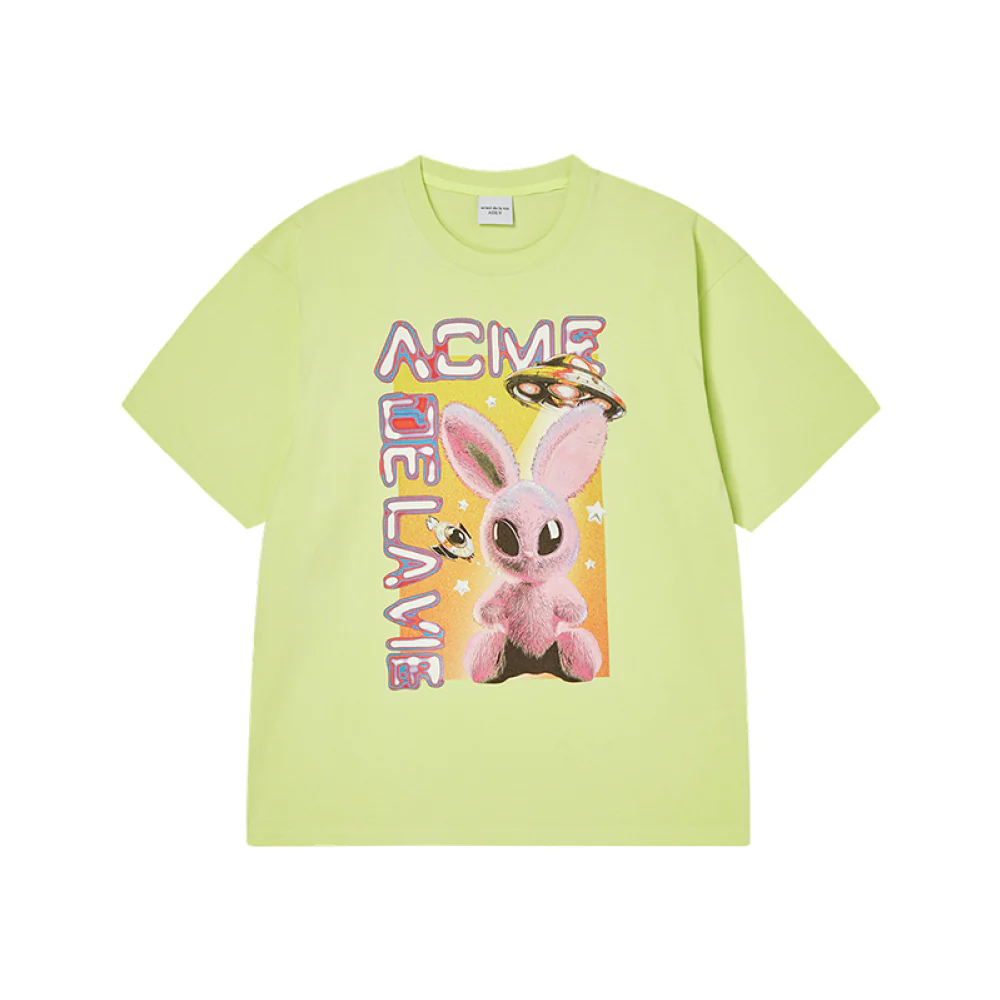 REAL ALIEN FUZZY RABBIT SHORT SLEEVE T-SHIRT LIME