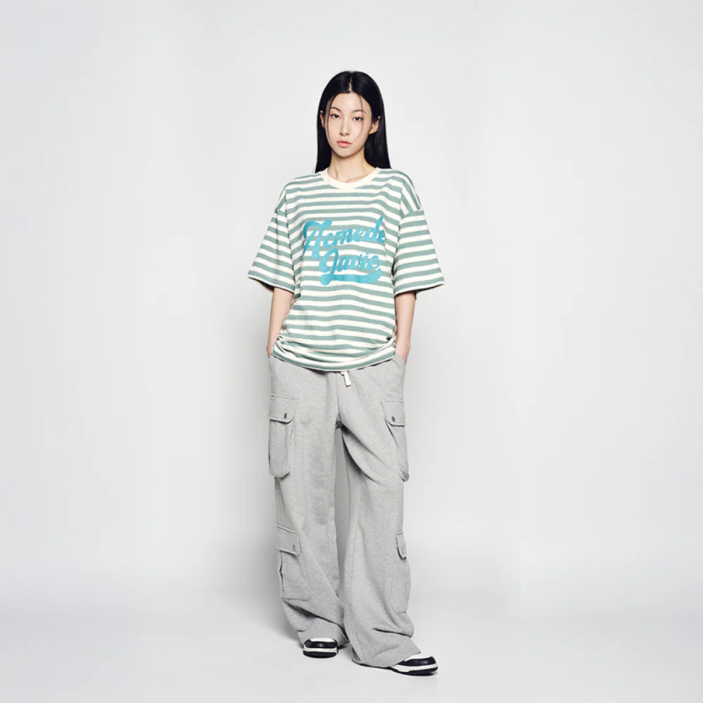STRIPE LOGO PRINT SHORT SLEEVE T-SHIRT GREEN - Image 3