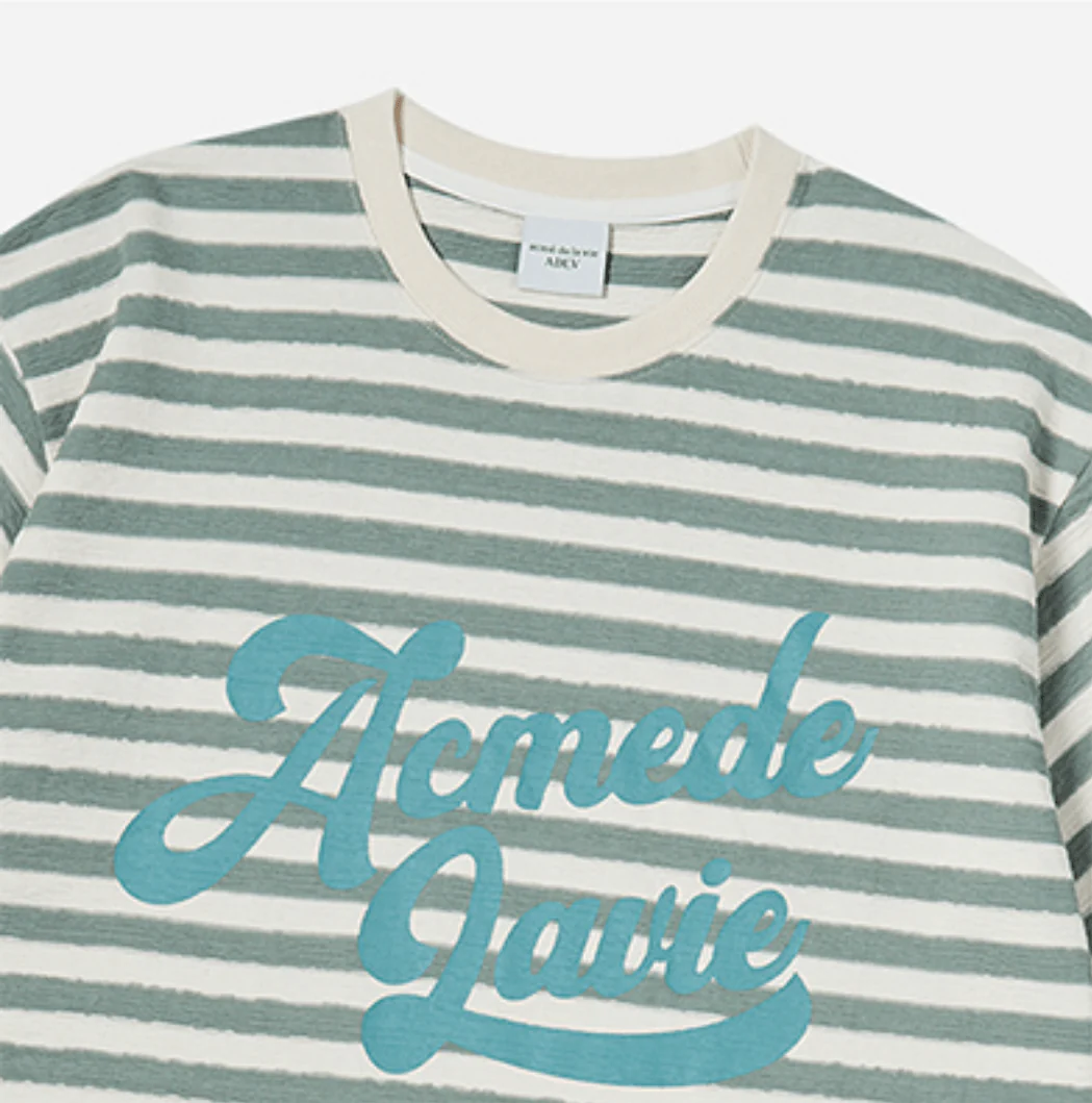 STRIPE LOGO PRINT SHORT SLEEVE T-SHIRT GREEN - Image 5