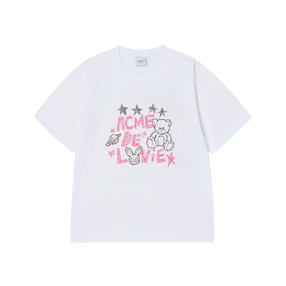 UNIVERSE DRAWING SHORT SLEEVE T-SHIRT WHITE