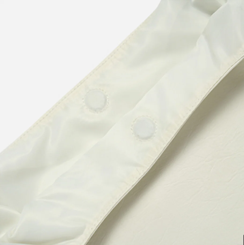 VEGAN LEATHER STITCH LOGO POINT SHOULDER BAG WHITE - Image 7