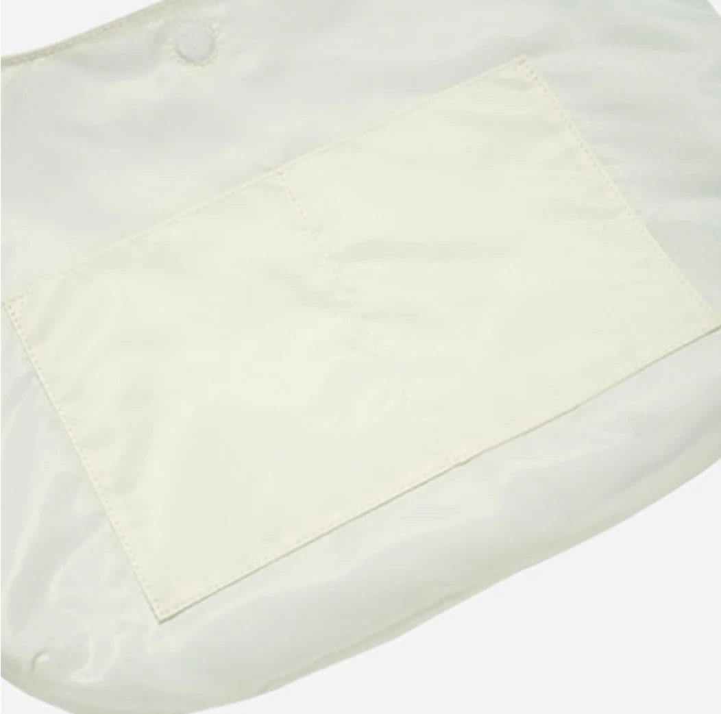 VEGAN LEATHER STITCH LOGO POINT SHOULDER BAG WHITE - Image 9