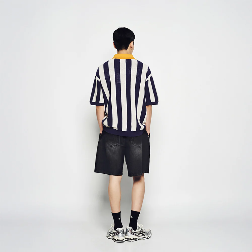 WIDE BASIC DENIM SHORT PANTS BLACK - Image 4