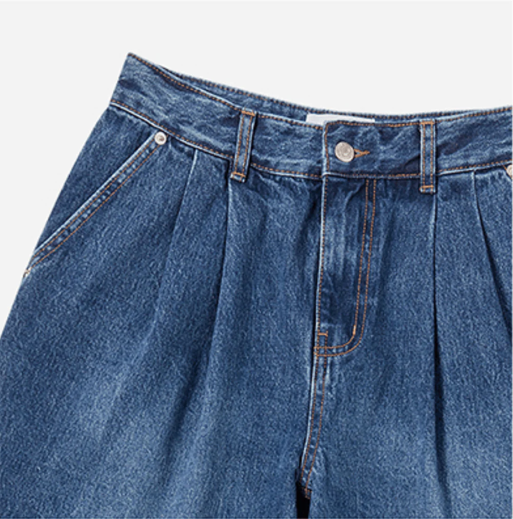 WIDE BASIC DENIM SHORT PANTS BLUE - Image 5