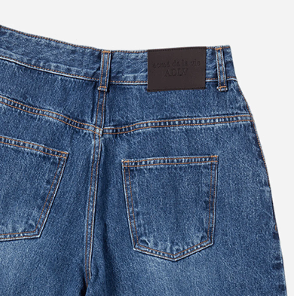 WIDE BASIC DENIM SHORT PANTS BLUE - Image 7