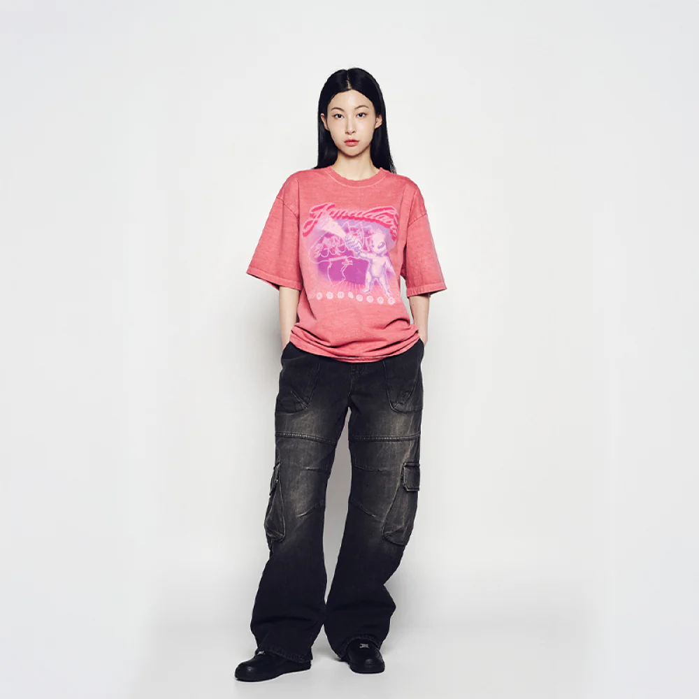 WIDE DENIM FATIGUE CARGO PANTS BLACK - Image 3